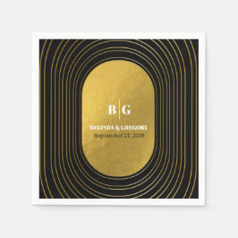 Svarta och Guld moderna minimalistbåge Bröllop Pappersservett