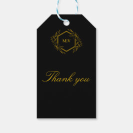 Svarta och Guld Mongram-Vapensköld Presentetikett