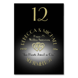 Svarta och Guld Monogram-Bordsnummer Bordsnummer