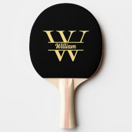 Svarta och Guld Monogram | Elegant Initialt skript Pingisracket