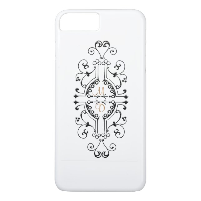 Svarta och Guld Monogram iphone case Case-Mate iPhone Skal (Baksida)