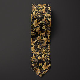 Svarta och Guld Monogram Slips