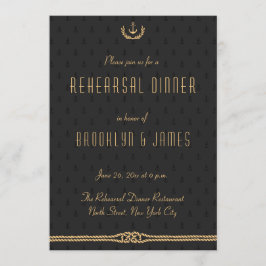 Svarta och Guld Nautiska Bröllop-Inbjudningskorten Inbjudningar