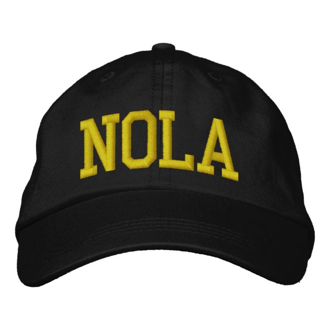 Svarta och Guld NOLA Nya Orleans Embroiderade hatt Broderad Keps (Framsida)