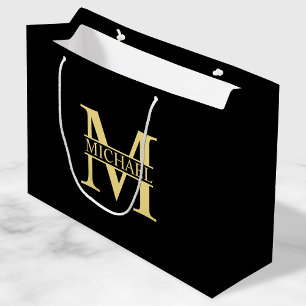 Svarta och Guld Personlig Monogram och Namn