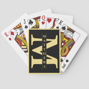 Svarta och Guld Personlig Monogram och Namn Casinokort