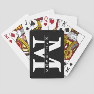 Svarta och Guld Personlig Monogram och Namn Casinokort