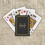 Svarta och Guld Personlig Monogram och Namn Casinokort<br><div class="desc">Svart och Guld Personlig Monogram och Namn Bicycle Spelkort</div>