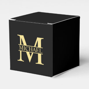 Svarta och Guld Personlig Monogram och Namn Presentaskar
