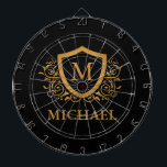 Svarta och Guld Personlig Snyggt Monogram Namn Darttavla<br><div class="desc">Svarta och Guld Personlig Snyggt Monogram Namn. Om du vill göra ytterligare anpassningar klickar du på knappen "Anpassa" och användor verktyg som är utformat för att ändra mallen.</div>