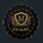 Svarta och Guld Personlig Snyggt Monogram Namn Darttavla<br><div class="desc">Svarta och Guld Personlig Snyggt Monogram Namn. Om du vill göra ytterligare anpassningar klickar du på knappen "Anpassa" och användor verktyg som är utformat för att ändra mallen.</div>