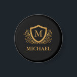 Svarta och Guld Personlig Snyggt Monogram Namn Magnet<br><div class="desc">Svarta och Guld Personlig Snyggt Monogram Namn. Om du vill göra ytterligare anpassningar klickar du på knappen "Anpassa" och användor verktyg som är utformat för att ändra mallen.</div>