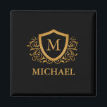 Svarta och Guld Personlig Snyggt Monogram Namn Magnet<br><div class="desc">Svarta och Guld Personlig Snyggt Monogram Namn. Om du vill göra ytterligare anpassningar klickar du på knappen "Anpassa" och användor verktyg som är utformat för att ändra mallen.</div>