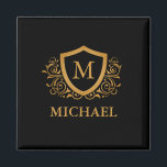 Svarta och Guld Personlig Snyggt Monogram Namn Magnet<br><div class="desc">Svarta och Guld Personlig Snyggt Monogram Namn. Om du vill göra ytterligare anpassningar klickar du på knappen "Anpassa" och användor verktyg som är utformat för att ändra mallen.</div>