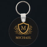 Svarta och Guld Personlig Snyggt Monogram Namn Nyckelring<br><div class="desc">Svarta och Guld Personlig Snyggt Monogram Namn. Om du vill göra ytterligare anpassningar klickar du på knappen "Anpassa" och användor verktyg som är utformat för att ändra mallen.</div>