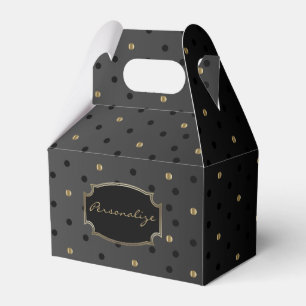 Svarta och Guld Polka dots på svart Presentaskar