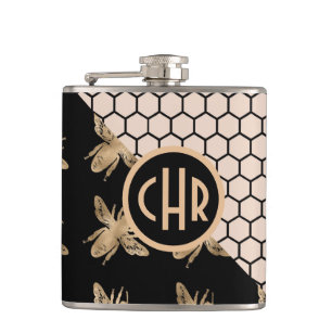 Svarta och Guld samt Rosa Honeycomb Monogram Fickplunta