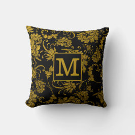 Svarta och Guld-skadefamiljen Namn Monogram Kudde