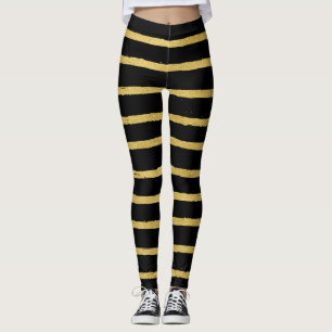 Svarta och Guld-stripe Leggings