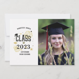 Svarta och Guld Studenten Firande Inbjudningar
