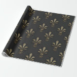 Svarta och Guld Vintage Paris Fleur de Lis Presentpapper<br><div class="desc">Grått,  svart och guld paris vintage fleur de lis-emballering papper.</div>