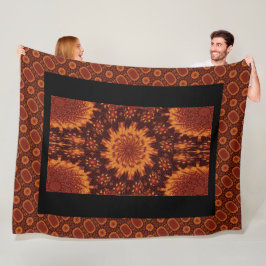 Svarta och Guld Wildblommor 10 Fleecefilt