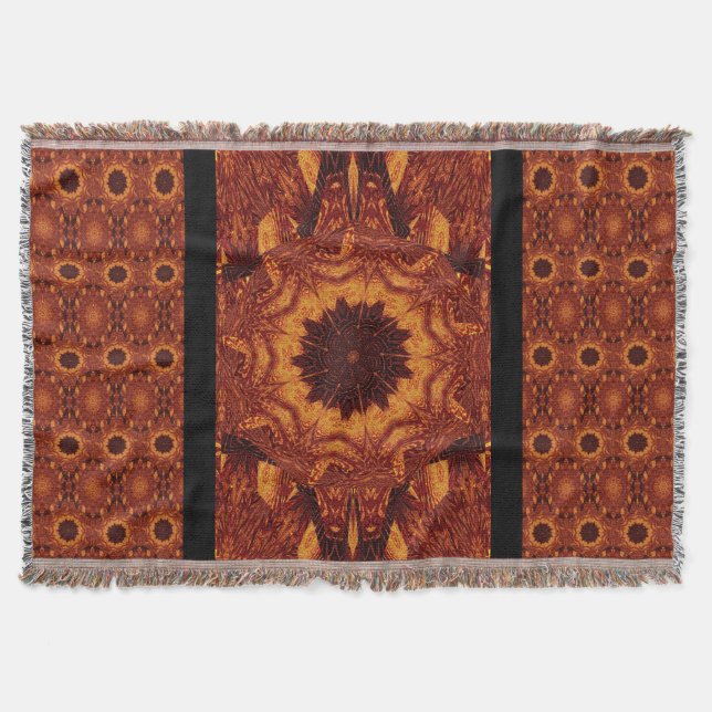 Svarta och Guld Wildblommor 2 Filt (Framsidan)