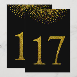 Svarta och guldbröllopsfest bordskort