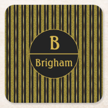 Svarta och guldfärgade randiga delad monogram