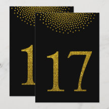 Svarta och gyllene bröllopsfest bordnummer