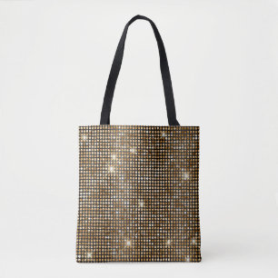 Svarta och gyllene falska glitter glamösa prickar tygkasse