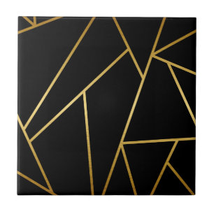 Svarta och gyllene geometriska kakelplatta