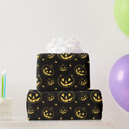Svarta och gyllene Jack-O' Lanterns Svart Hallowee Presentpapper
