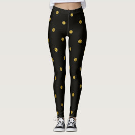 Svarta och gyllene prickar leggings