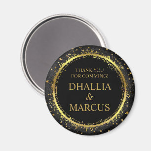 Svarta och gyllene stjärnor gotiskt mönster magnet