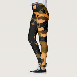 Svarta och kamouflage stjärnleggings leggings