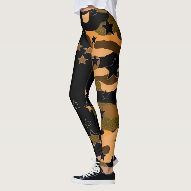 Svarta och kamouflage stjärnleggings leggings (Vänster)