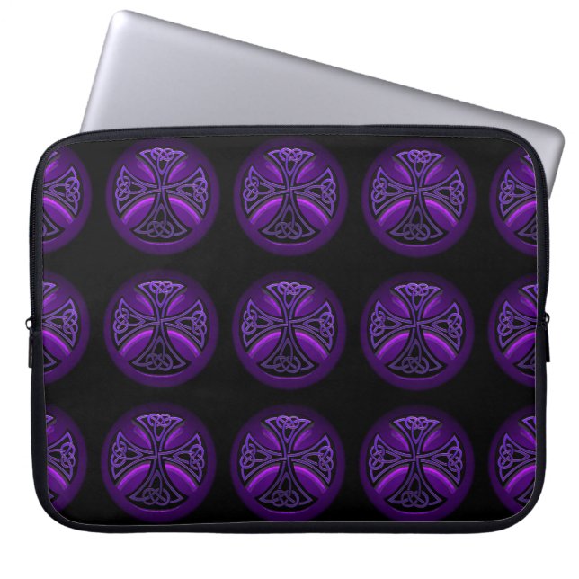Svarta och Lila Celtic Kor Mönster Laptop sleeve (Framsidan)