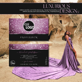 Svarta och Lila Glitter Luminous Stars lägger till Visitkort