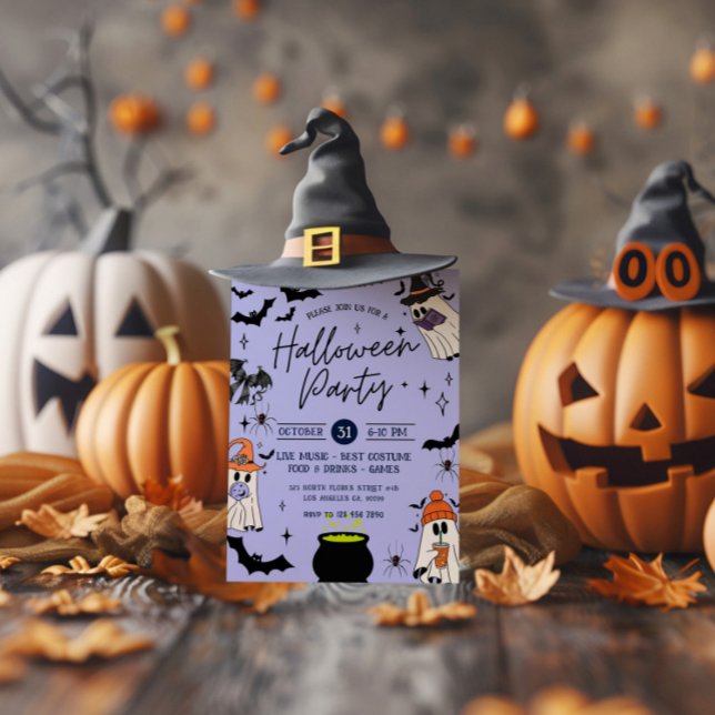 Svarta och Lila Halloween fest Inbjudan (Skapare uppladdad)