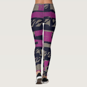Svarta och lila klotterleggings leggings