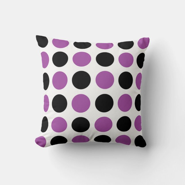 Svarta och Lila Polka dots Kudde (Framsida)