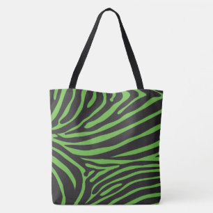 Svarta och Lime Green Zebra tryck Tygkasse