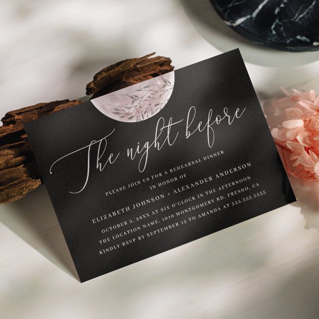 Svarta och  Måne | Celestial Rehearsal Middag Inbjudningar (Skapare uppladdad)