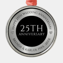Svarta och metalliska silver 25:e bröllop-årsdagen
