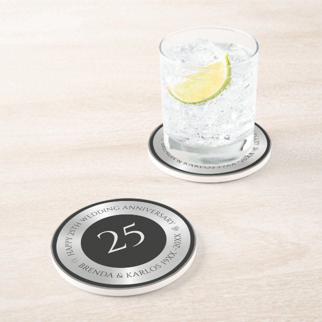 Svarta och metalliska silver 25:e bröllop-årsdagen underlägg (Sidan)