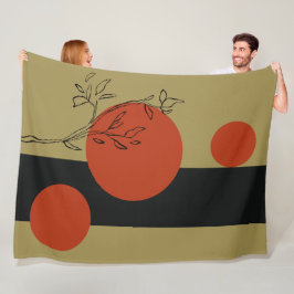 svarta och orange cirklar geometriskt mönster fleecefilt