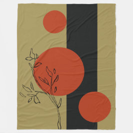 svarta och orange cirklar geometriskt mönster fleecefilt