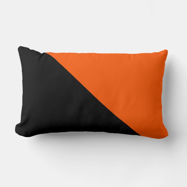 Svarta och orange halvor lumbarkudde (Framsida)