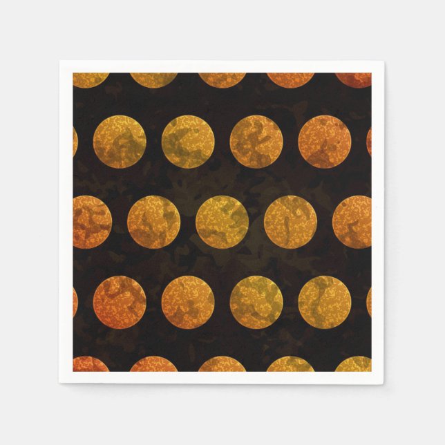 Svarta och orange prickar höst  pappersservett (Framsidan)
